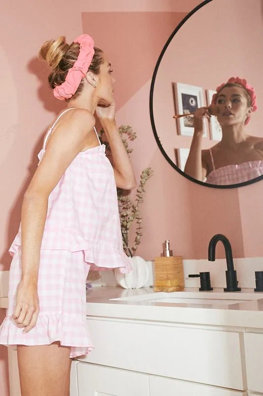 Lime 'N' Chili Gingham Ruffle Trim Cami and Shorts Pajama Set - Bela Fils BoutiqueBela Fils Boutique